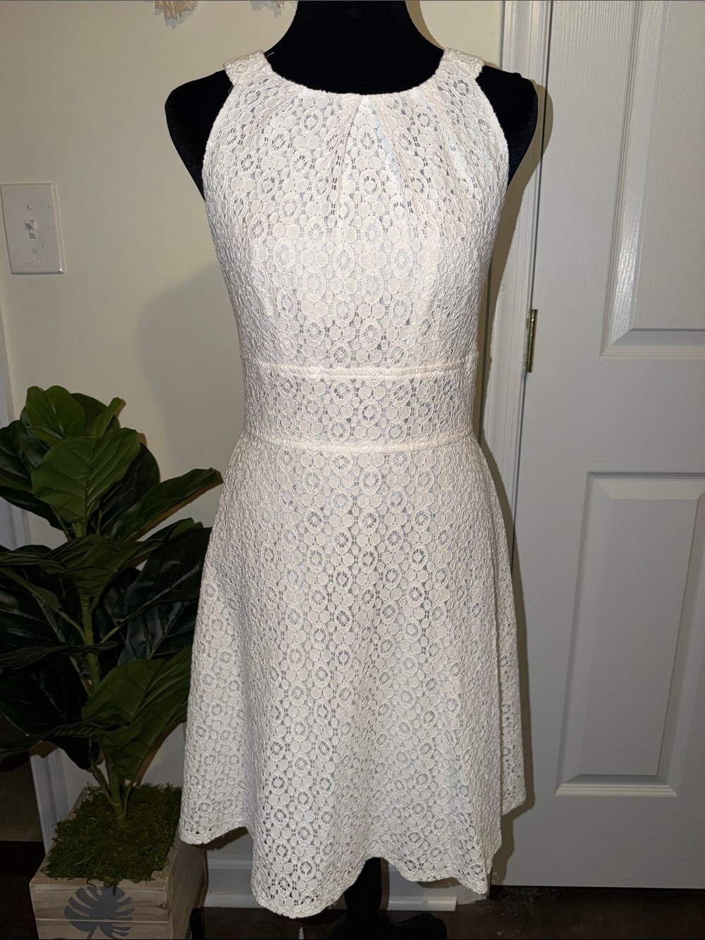 New York & Company White Floral Lace Tank Dress